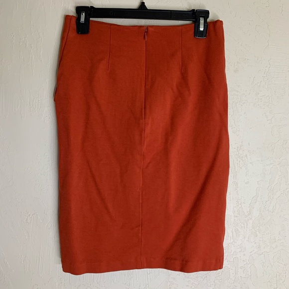 CAbi Orange Textured Career Pencil Mini Skirt With Pleat Overlay Detail Size 6 - Picture 5 of 13